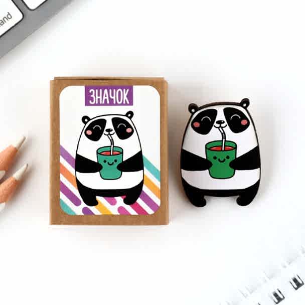 Значок в коробочке «Панда» 5×4 см