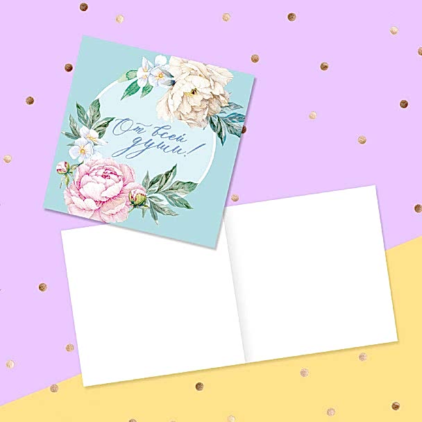 Открытка‒мини «От всей души», цветочная композиция, 7 × 7 см