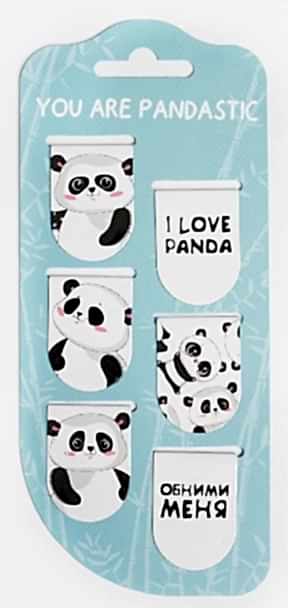 Закладки магнитные для книг, 6 шт «Панда»