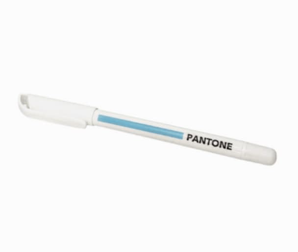 Ручка шариковая белая, Дизайнерская коллекция "Pantone", голубой